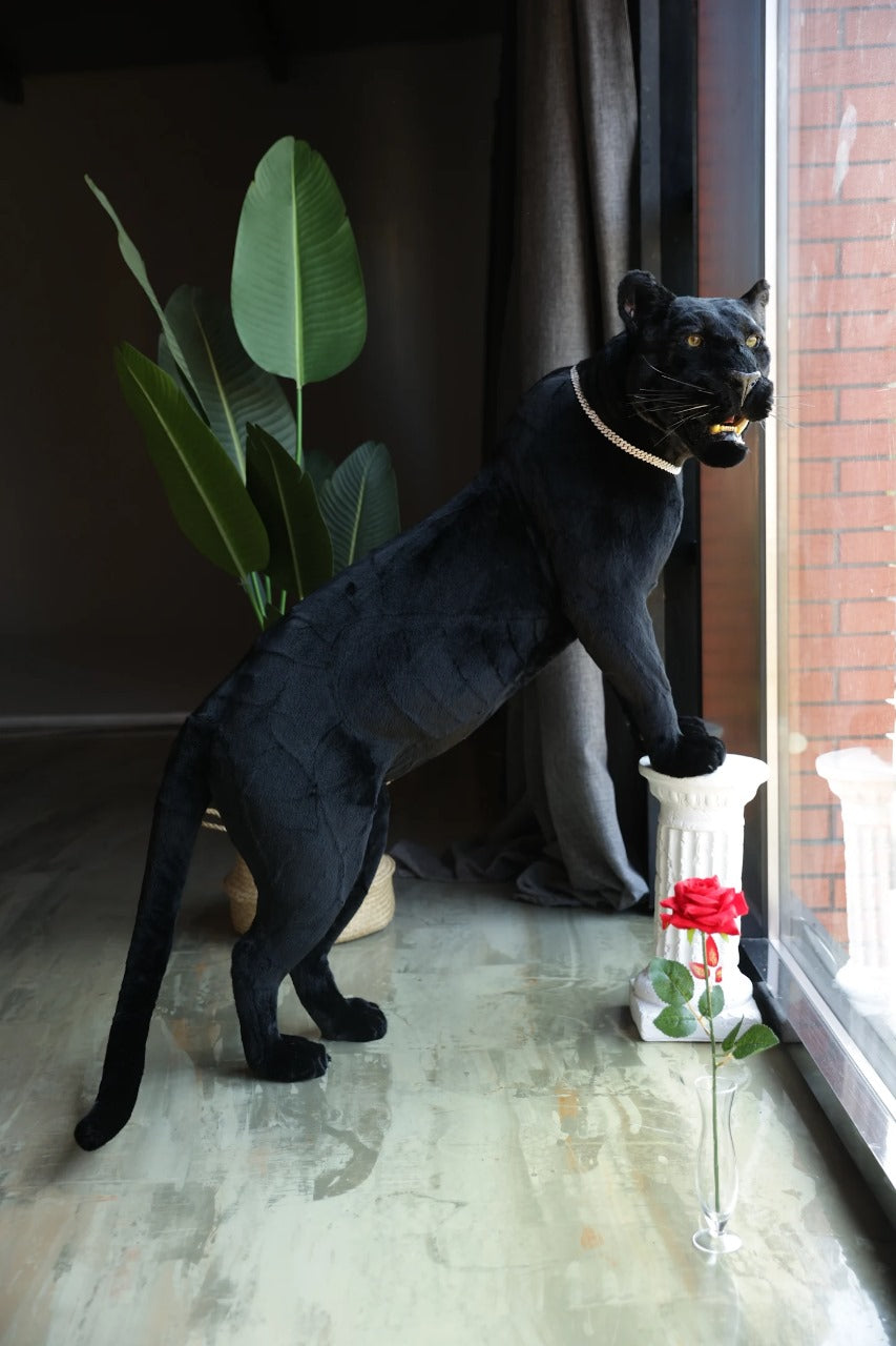 Replica Taxidermy Black Panther Standing mount Full body Stuffed African decor