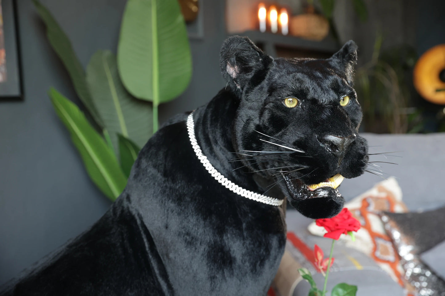 Replica Taxidermy Black Panther Standing mount Full body Stuffed African decor